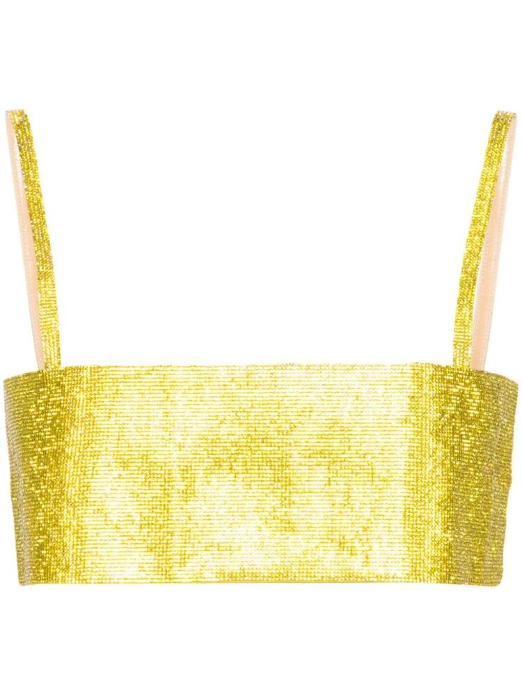 Nuè Charlotte rhinestone-embellished crop top - Yellow Cover