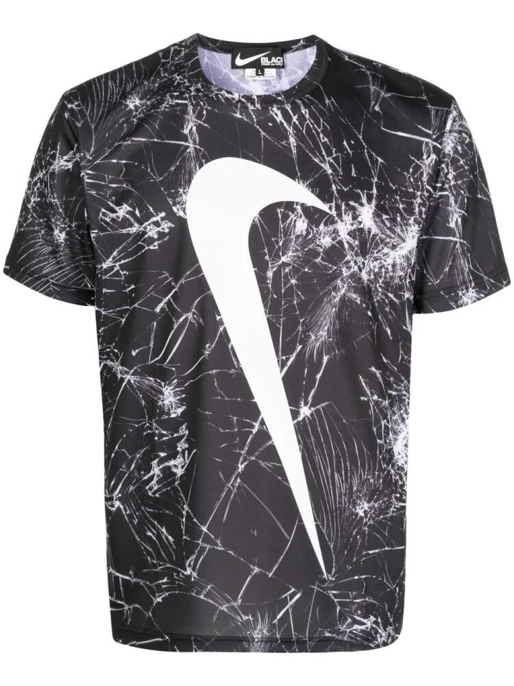 Black Comme Des Garçons Swoosh-print cracked T-shirt Cover