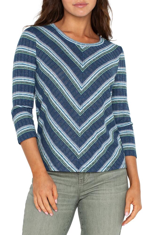 Liverpool Los Angeles Stripe Rib Top in Blue/Teal Mltsp Cover