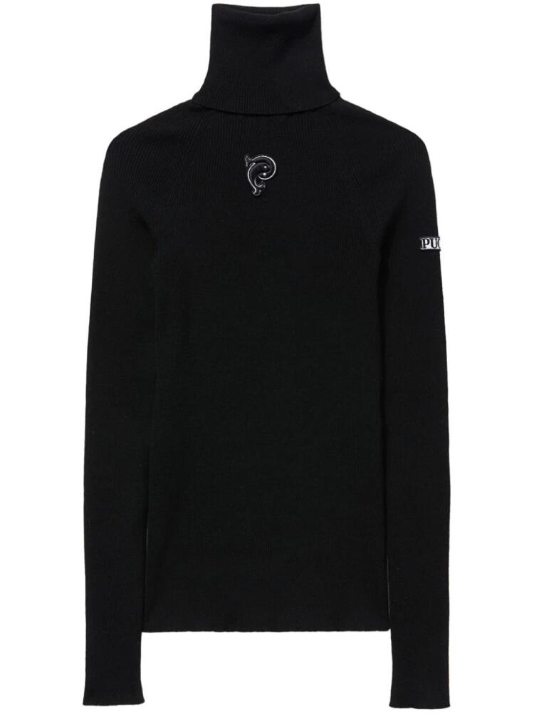 PUCCI logo-appliqué virgin-wool ribbed jumper - Black Cover