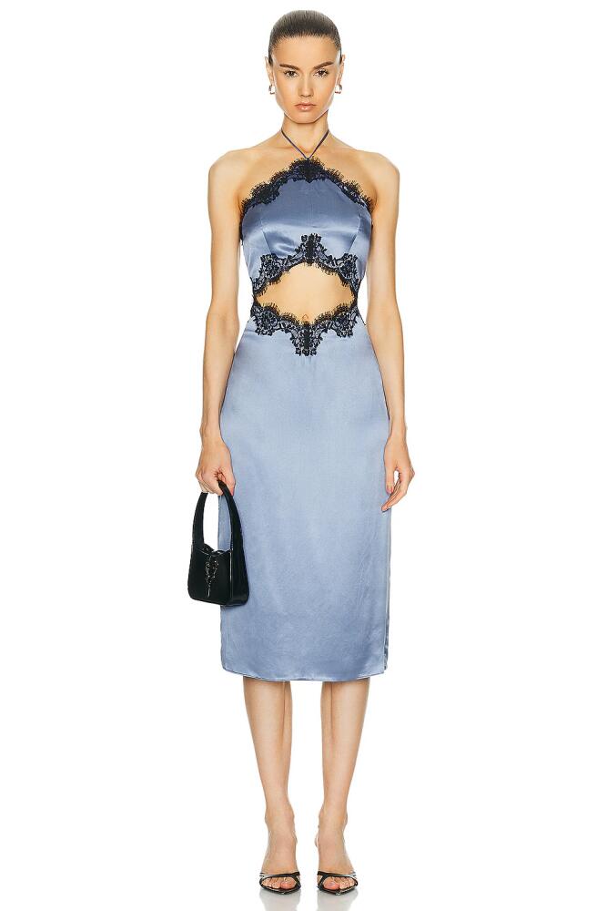 fleur du mal Silk And Lace Halter Dress in Blue Cover