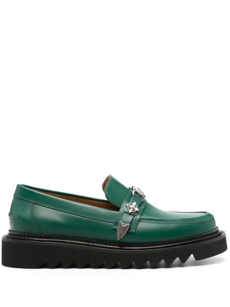 Toga Virilis chunky leather loafers - Green Cover