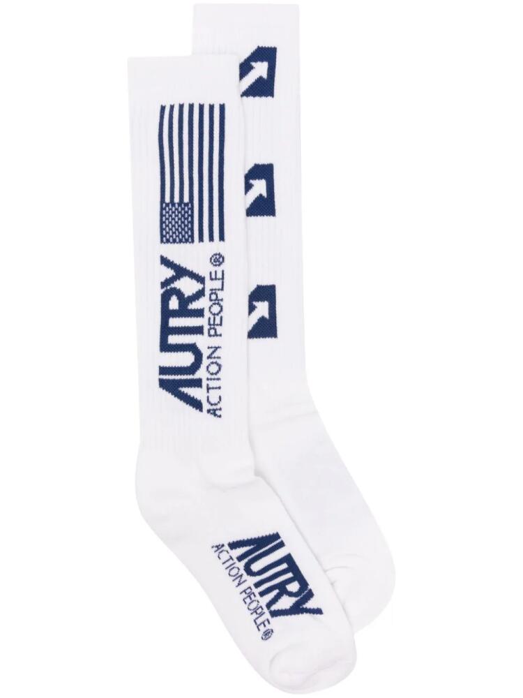 Autry intarsia knit-logo socks - White Cover