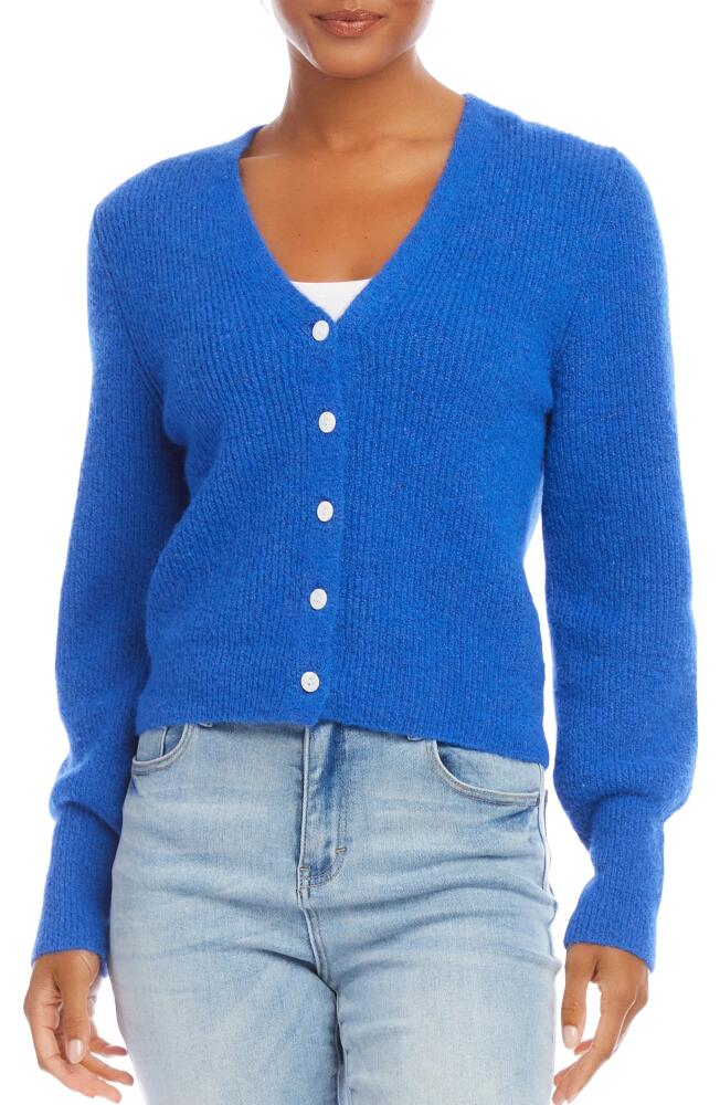 Karen Kane V-Neck Rib Cardigan in Blue Cover