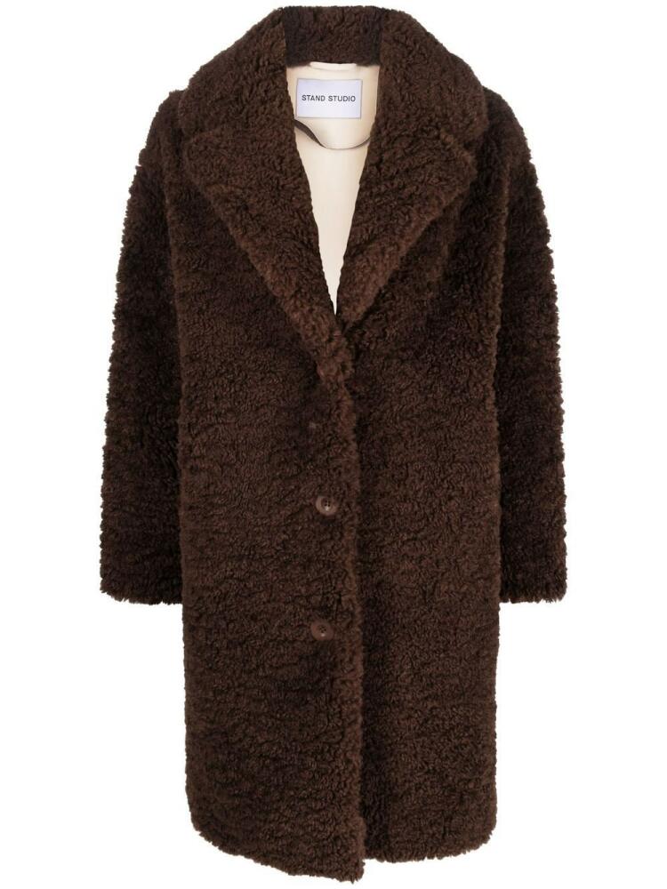 STAND STUDIO faux-shearling button-front coat - Brown Cover