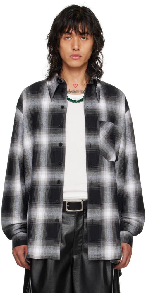 LU'U DAN Black & White Check Shirt Cover