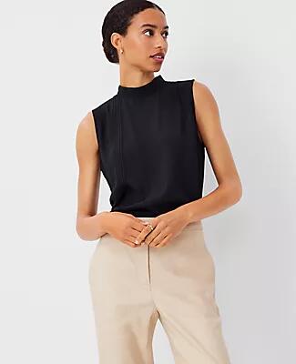 Ann Taylor Pintucked Mock Neck Tank Top Cover