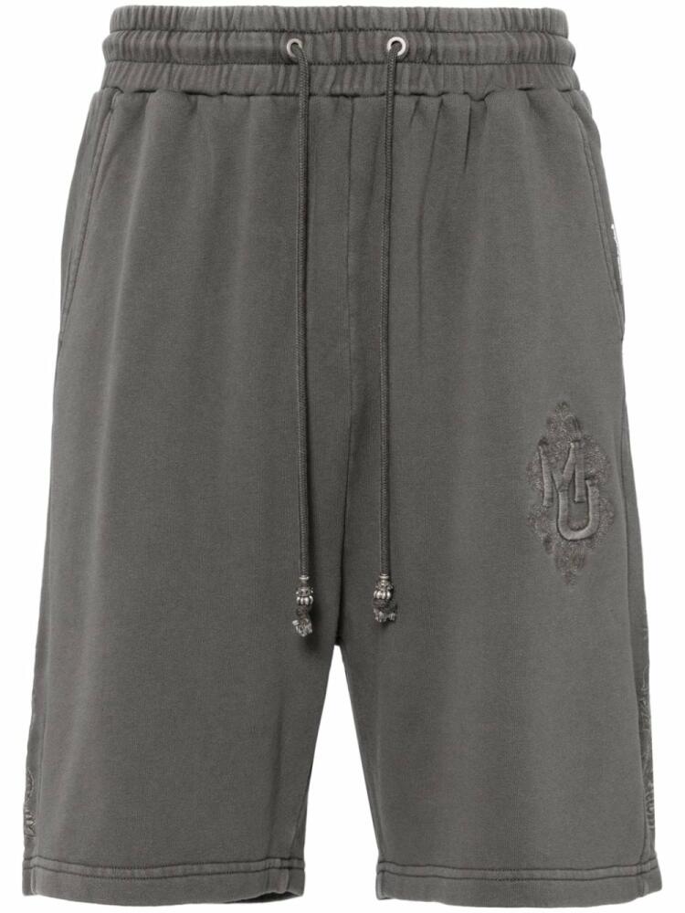 Musium Div. logo-embroidered cotton track shorts - Grey Cover