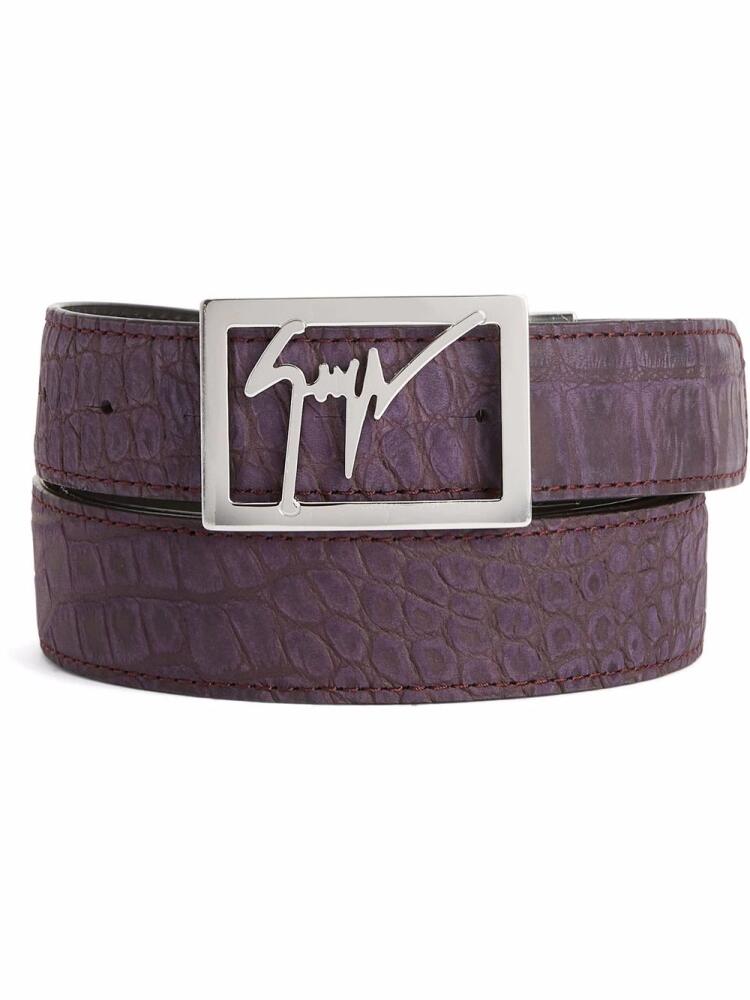 Giuseppe Zanotti crocodile embossed logo-buckle belt - Black Cover