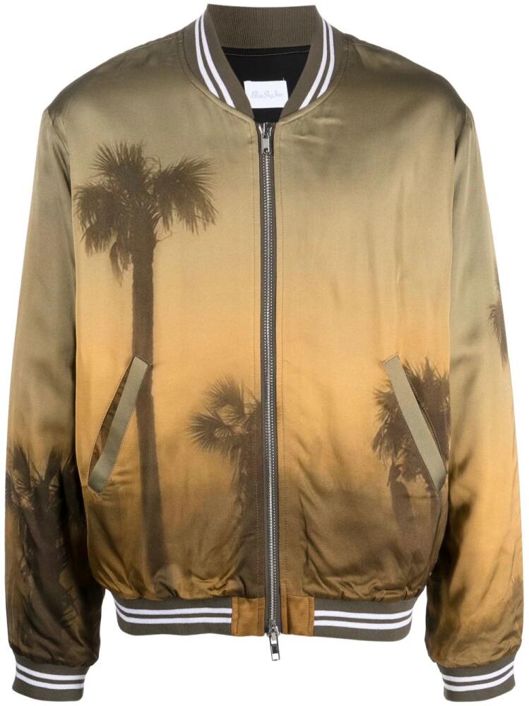 BLUE SKY INN palm tree-print bomber jacket - Green Cover