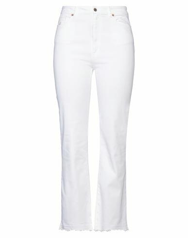 Avantgar Denim By European Culture Woman Pants White Cotton, Polyester, Elastane Cover