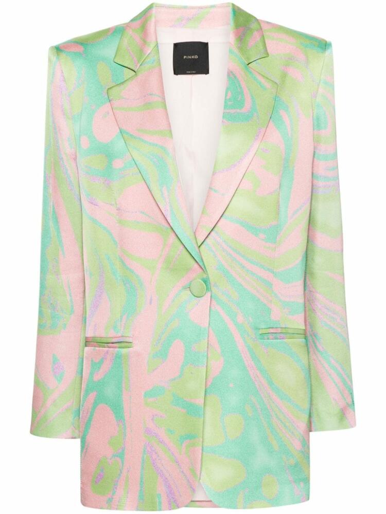 PINKO abstract-print satin blazer - Green Cover