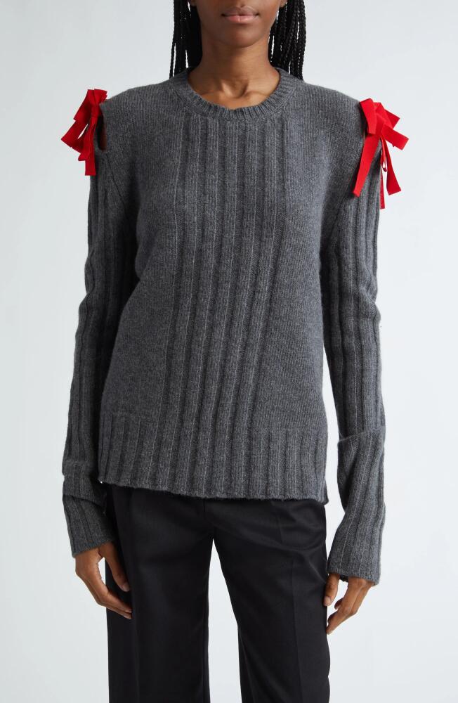 Molly Goddard Ozzy Bow Shoulder Wool Sweater in Grey Cover