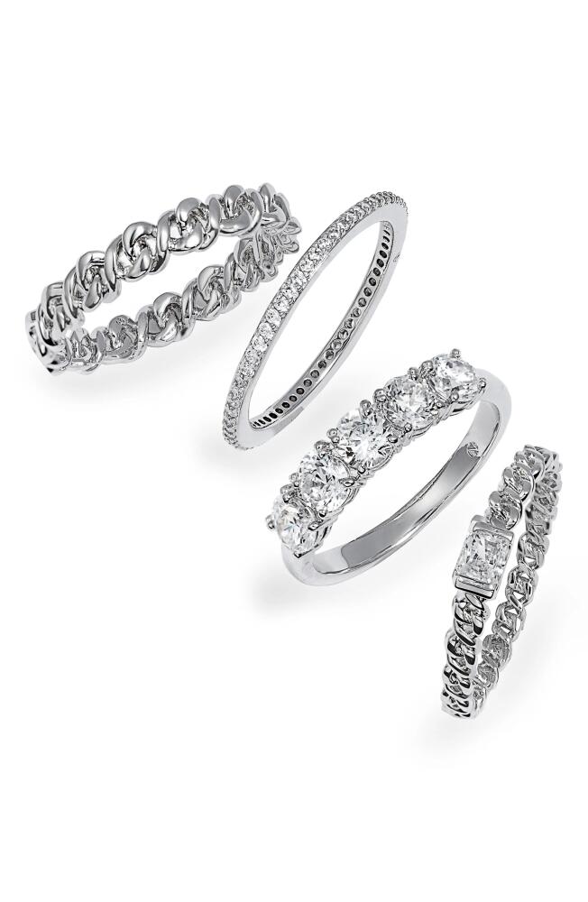 Nadri Zoe Set of 4 Stacking Rings in Rhodium Cover