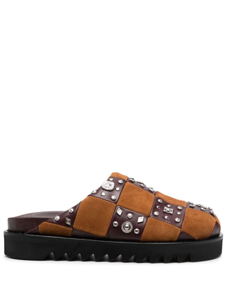 Toga Virilis stud-embellished leather slippers - Brown Cover