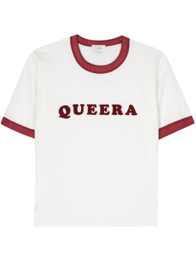 QUIRA flocked-logo cotton T-shirt - White Cover