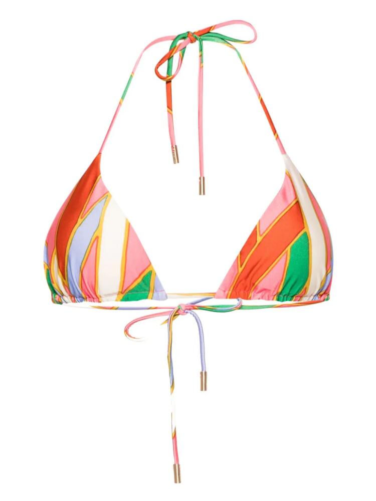 Cult Gaia Estella abstract-print bikini top - Pink Cover