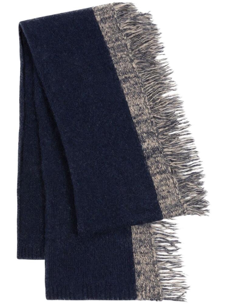 DRIES VAN NOTEN fringed alpaca-wool scarf - Blue Cover