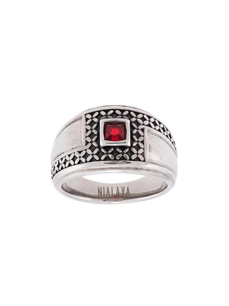 Nialaya Jewelry pavé stone detail ring - Silver Cover