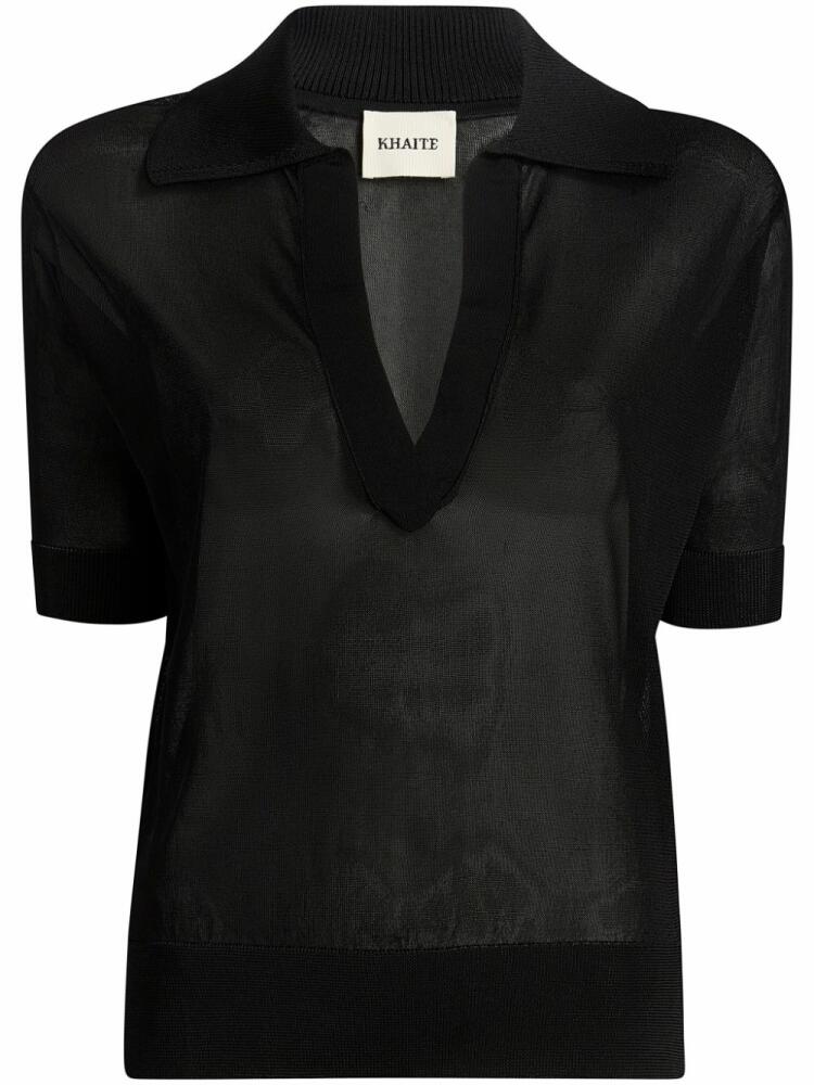 KHAITE The Julita V-neck polo top - Black Cover