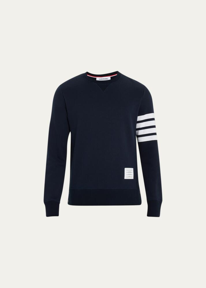 Thom Browne Men's Classic Crewneck Sweatshirt with Striped Sleeve Cover