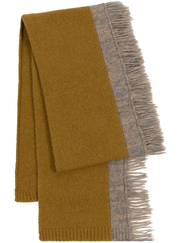 DRIES VAN NOTEN fringed alpaca-wool scarf - Yellow Cover