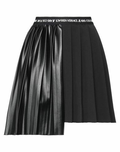 Versace Jeans Couture Woman Mini skirt Black Polyester, Elastane, Polyurethane resin Cover