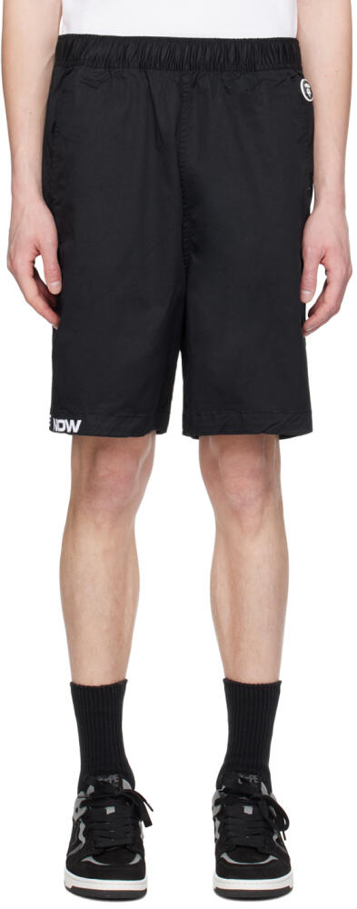 AAPE by A Bathing Ape Black Embroidered Shorts Cover