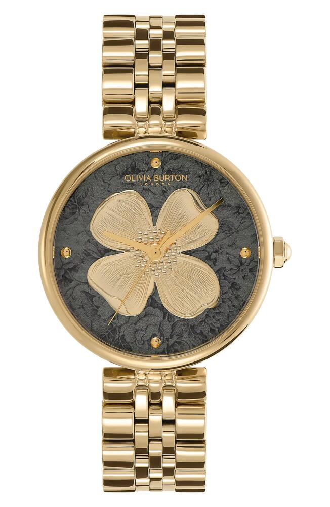 Olivia Burton Dogwood T-Bar Bracelet Watch, 36mm in Gold/Black Cover