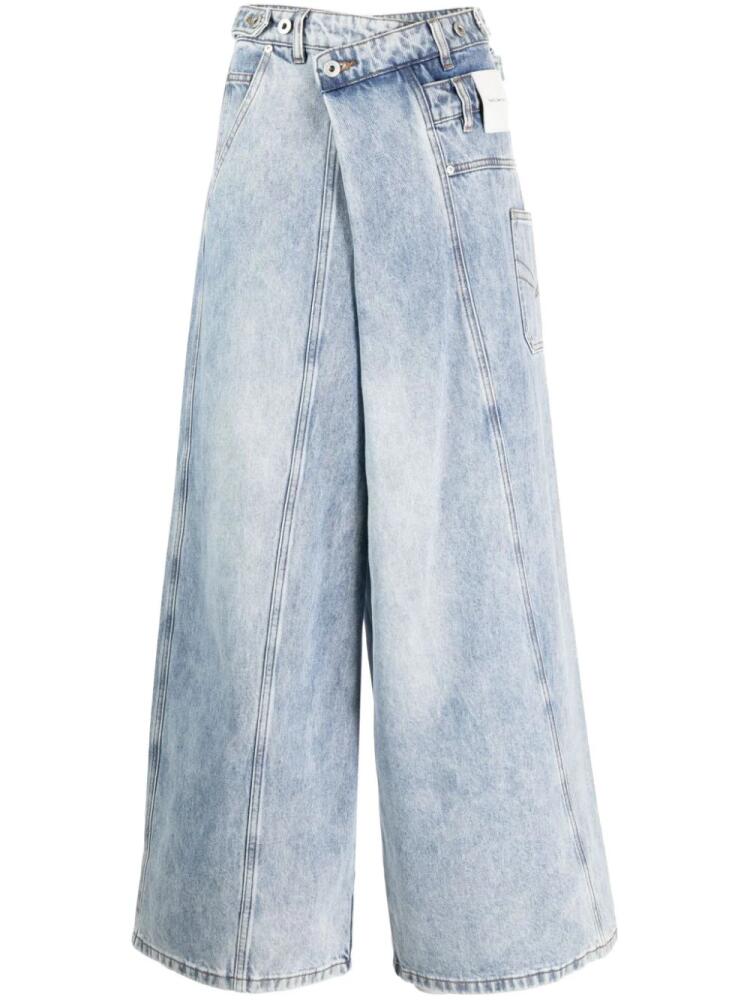 Feng Chen Wang twisted wide-leg jeans - Blue Cover