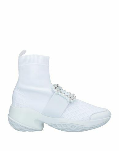 Roger Vivier Woman Sneakers White Textile fibers, Soft Leather Cover