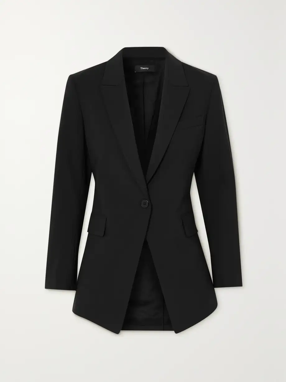 Theory - Etiennette Grain De Poudre Wool-blend Blazer - Black Cover