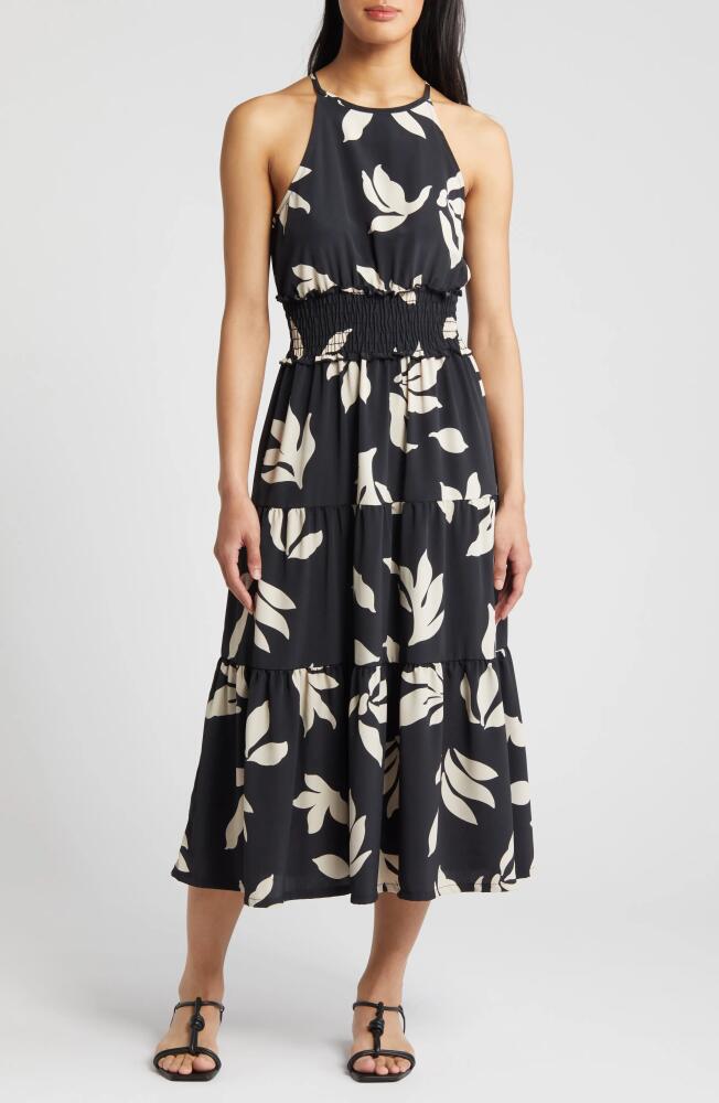 Loveappella Floral Print Sleeveless Maxi Dress in Black/Nat Cover