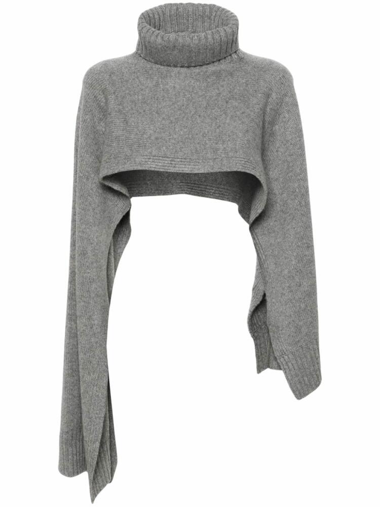 Jil Sander roll-neck knitted scarf - Grey Cover