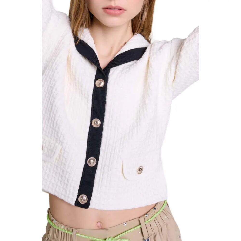 maje Contrast collar cardigan in Ecru Cover