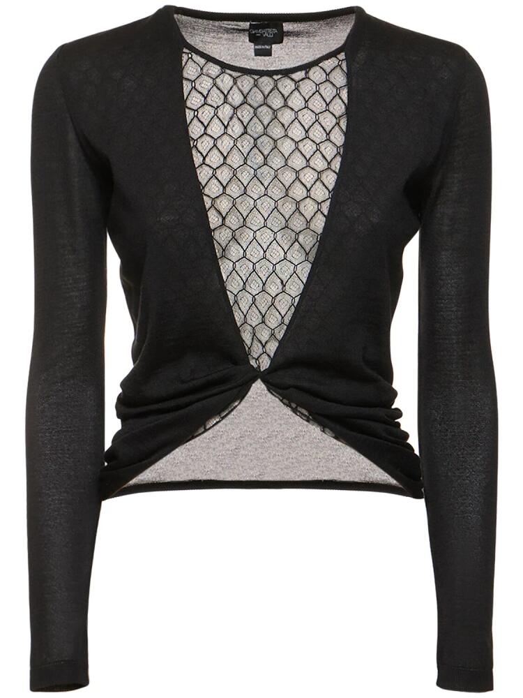 GIAMBATTISTA VALLI Cashmere & Silk Knit Long Sleeve Top Cover