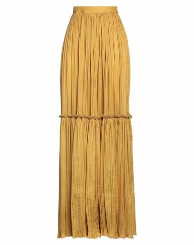 Alberta Ferretti Woman Maxi skirt Mustard Silk, Polyamide Cover