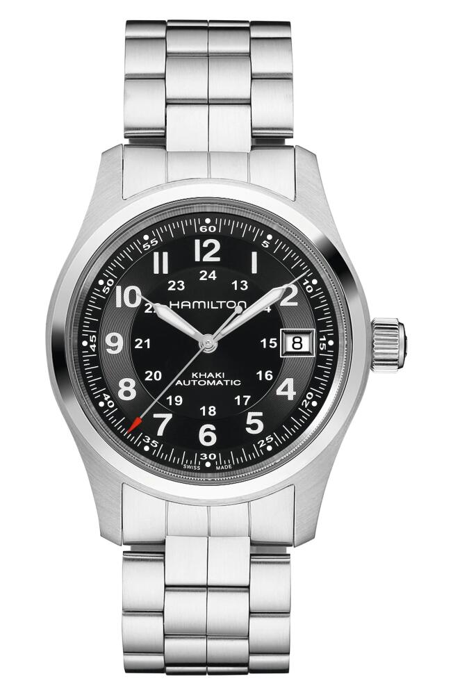 Hamilton Khaki Field Automatic Bracelet Watch, 38mm in Silver/black/silver Cover