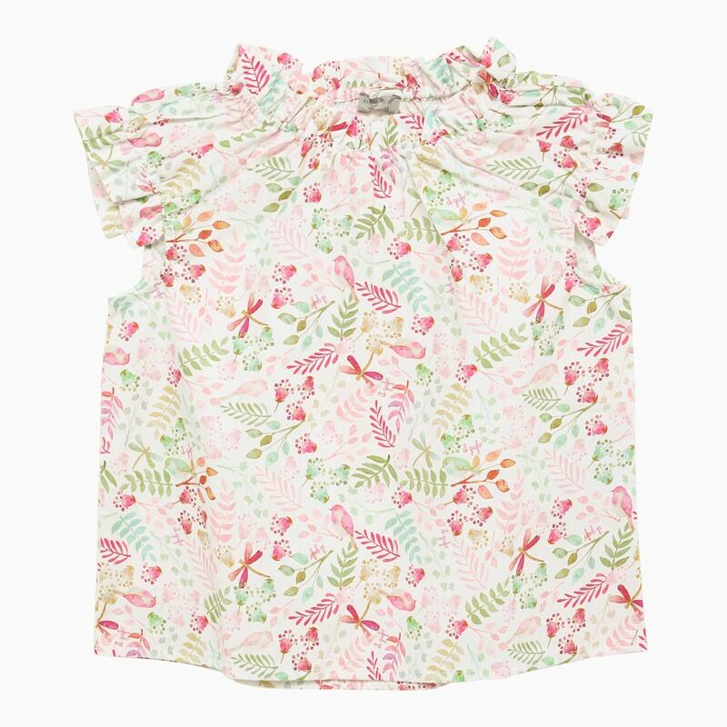 Il Gufo Pink cotton floral print top Cover