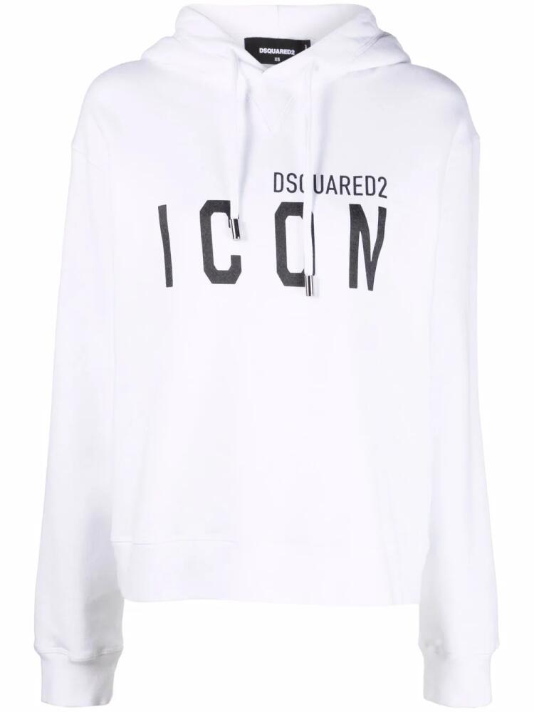 DSQUARED2 Icon-print cotton hoodie - White Cover