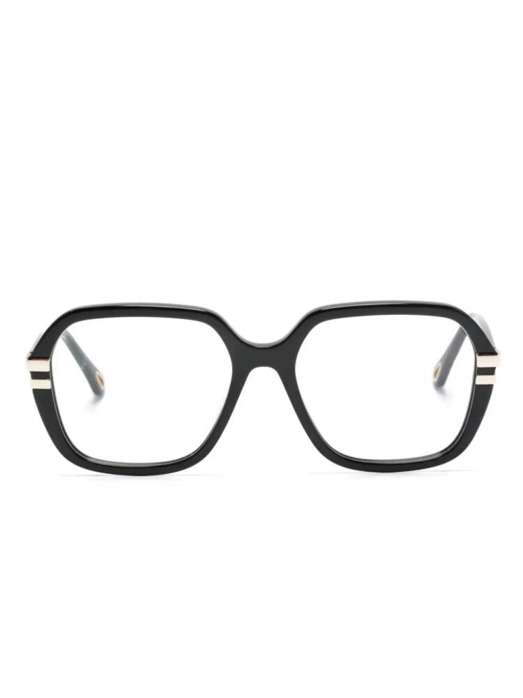 Chloé Eyewear logo-lettering square-frame glasses - Black Cover