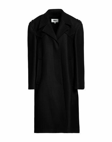 Mm6 Maison Margiela Woman Coat Black Wool, Polyamide Cover