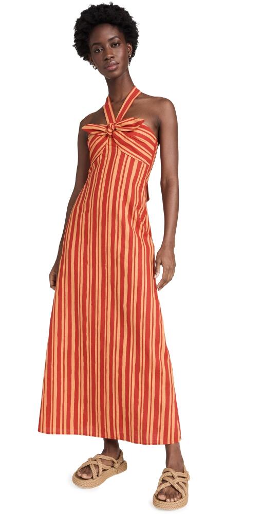 SIMONMILLER Del Linen Dress Retro Red/Acid Orange Stripe Cover