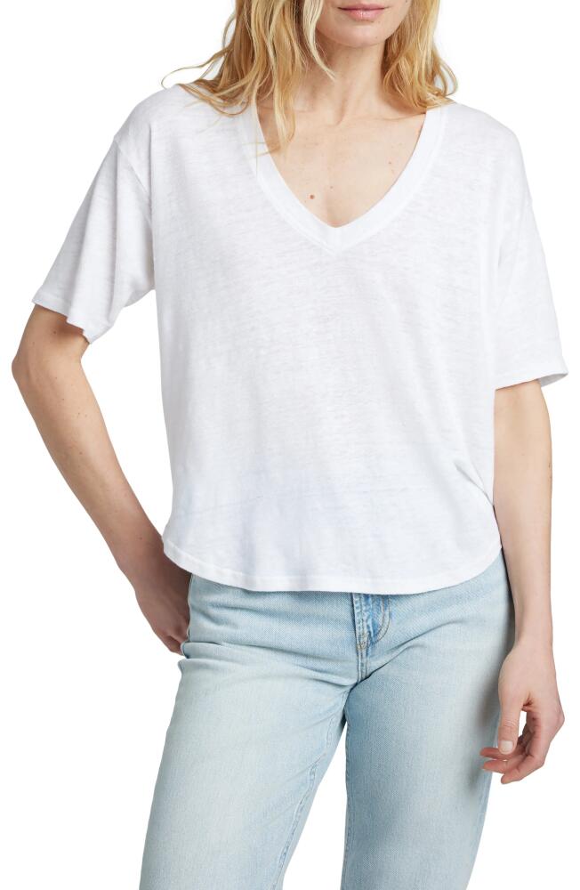 Faherty Linen V-Neck T-Shirt in White Cover