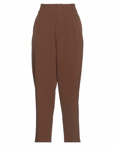 Actualee Woman Pants Brown Polyester, Elastane Cover