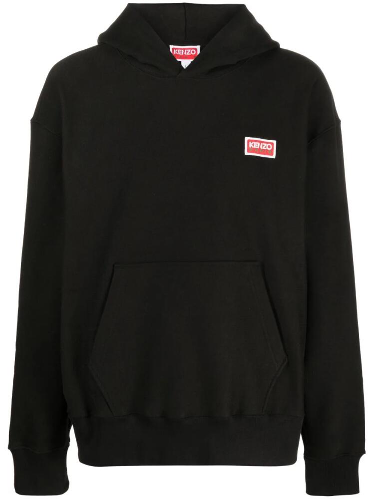 Kenzo logo-print stretch-cotton hoodie - Black Cover