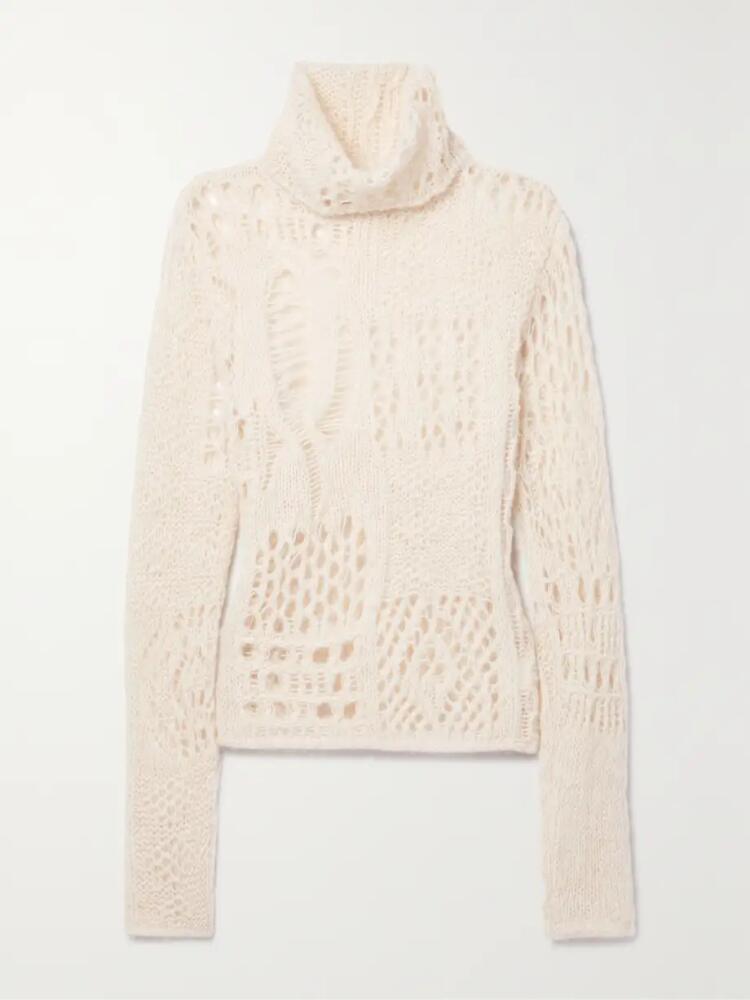 Our Legacy - Open-knit Alpaca And Wool-blend Turtleneck Sweater - Ecru Cover