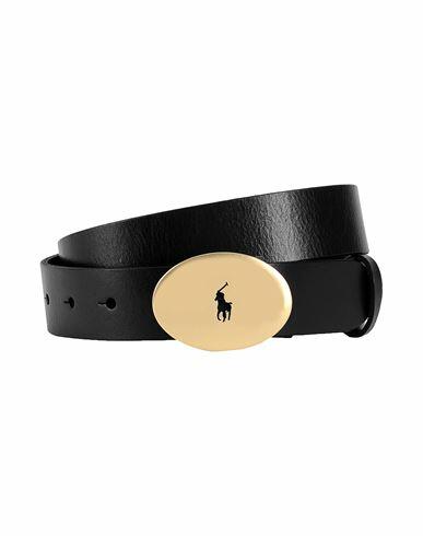 Polo Ralph Lauren Polo Id Oval-buckle Vachetta Belt Woman Belt Black Cow leather Cover