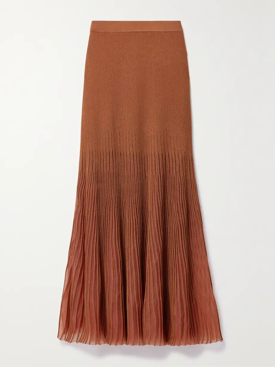 Ulla Johnson - Emilia Tulle-trimmed Ribbed-knit Midi Skirt - Red Cover