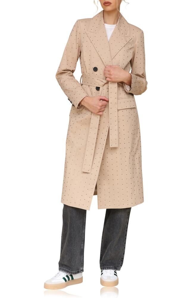 Avec Les Filles Rhinestone Blazer Trench Coat in Khaki Studded Cover